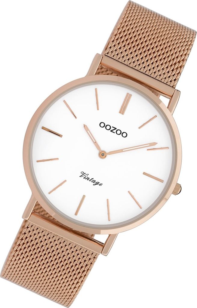 Oozoo Armbanduhr rosegold Edelstahl C9918 Vintage Slim Damen Analog-Uhr UOC9918
