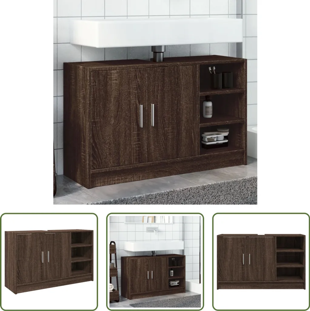 Armadietto Bagno Rovere Marrone 90x29x55 cm | The Living Store