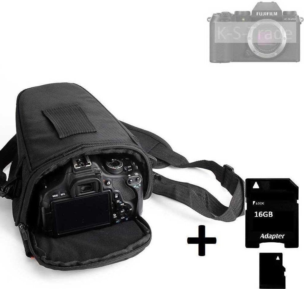 K-S-Trade Schultertasche kompatibel mit Fujifilm X-S20 Colt Kameratasche für Systemkameras DSLR DSLM SLR, Bridge etc., + 16GB Speicherkarte