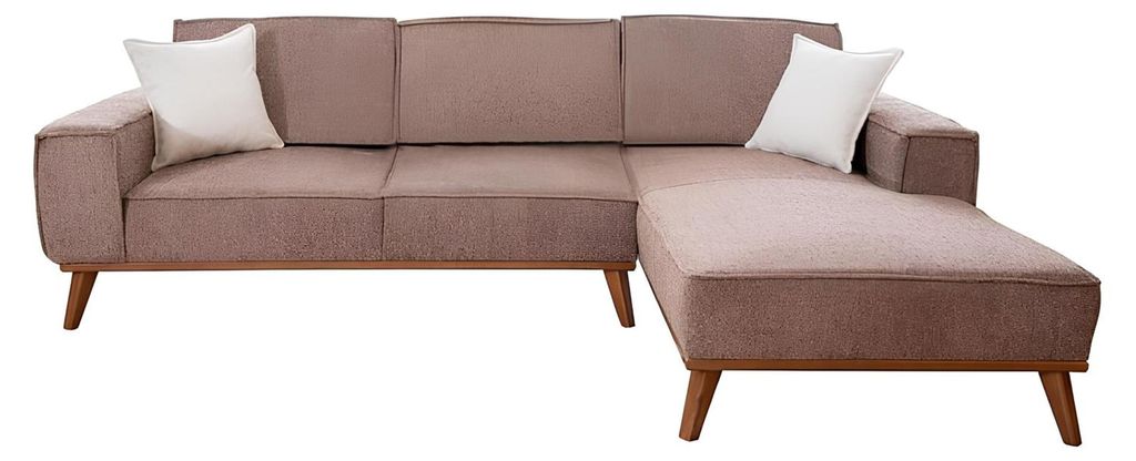 Einfarbiges Ecksofa Wohnzimmer Polstersofa Designer Textil Luxus Couch