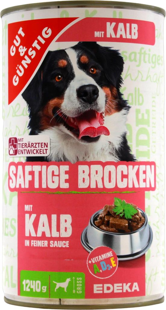 Saftige Brocken Hundefutter mit Kalb in feiner Sauce, 6er Produktbild 