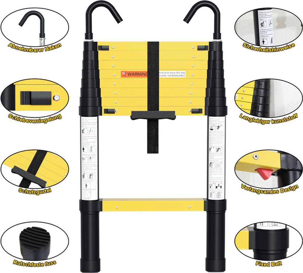 Yakimz Teleskopický rebrík Skladací rebrík Stabilný Obrázok produktu 7