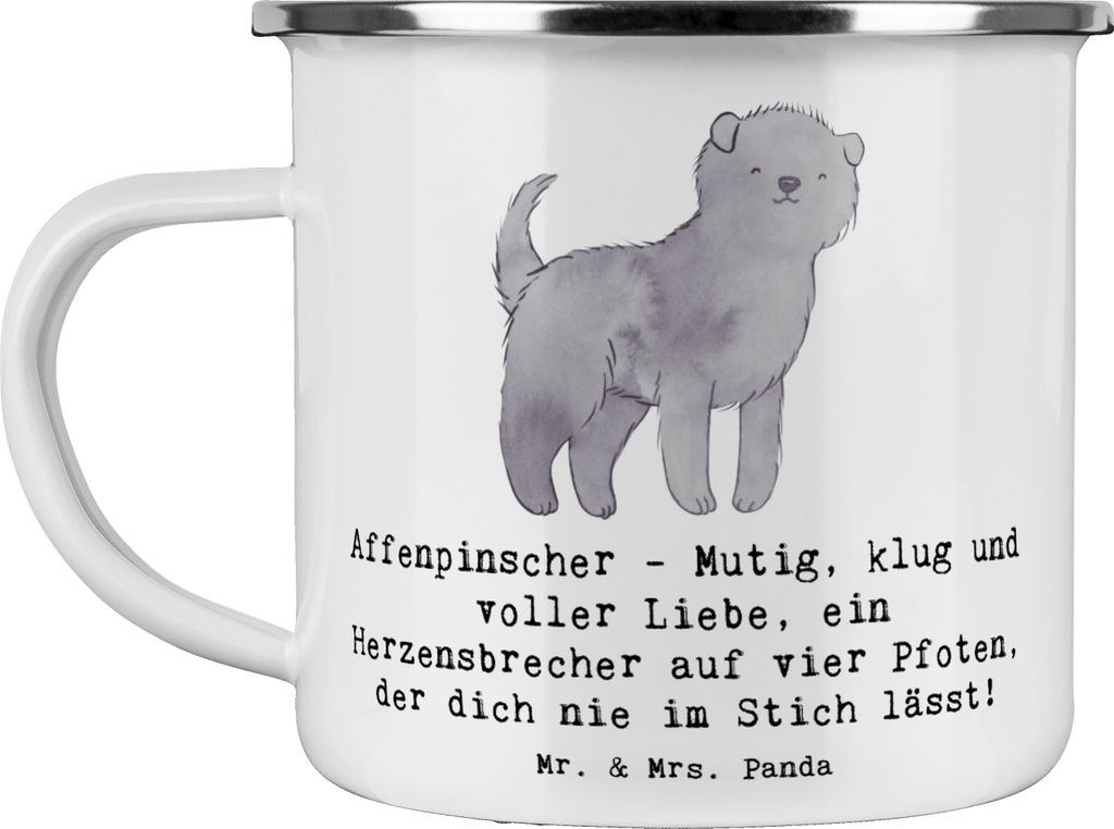 Mr. & Mrs. Panda Emaille Tasse Affenpinscher Liebe - Weiß - Geschenk, Rattenfänger, Pott, Kaffeepott, Hundeliebhaber, charismatischer Hund, vierb...