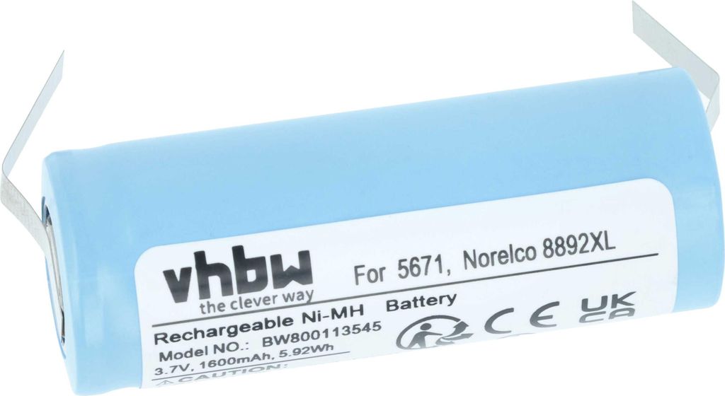 vhbw Akku kompatibel mit Philips HQ8290, HQ7363, HQ8150, HQ7360, HQ8100, HQ8140, HQ8170, HQ8160, HQ8200, HQ8250 Rasierer (1600 mAh, 3,7 V, Li-Ion)