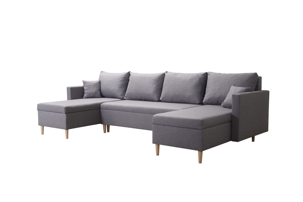 Dunkelblau Gross Scandik U Klappbares Ecksofa Mit Schlaffunktion 3X Schlafzimmer