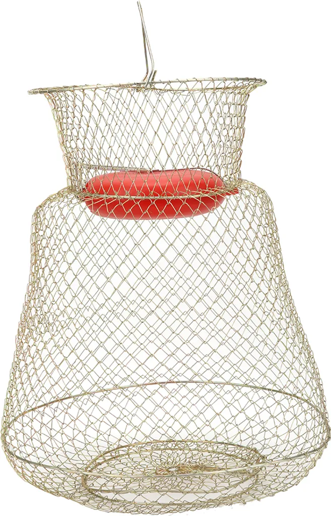 Nasse de Pêche Portable Ronde avec Flotteur Intégré en Inox Diamètre 33 cm