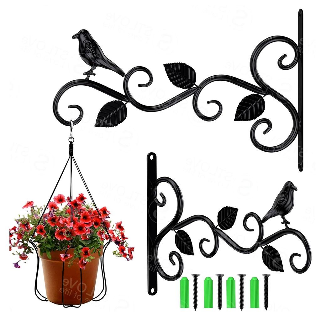 2er Set Pflanzenhaken aus Metall für Lampen, Windspiele, Solarleuchten, Pflanzen und Vogelfutterstellen. Wandhalterung für Garten und Balkon, max...