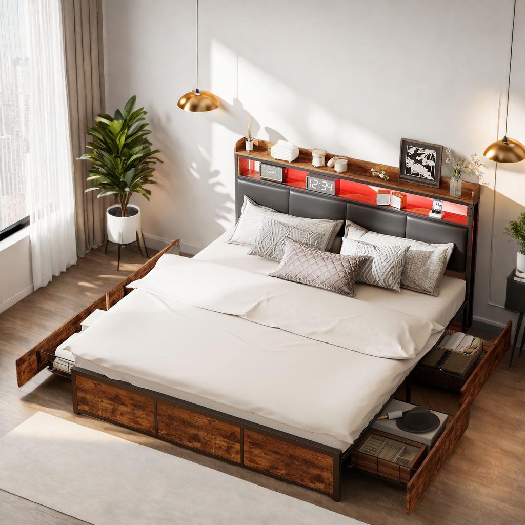 ProximaX lit rembourré 180x200cm avec USB et LED, lit Image du produit 