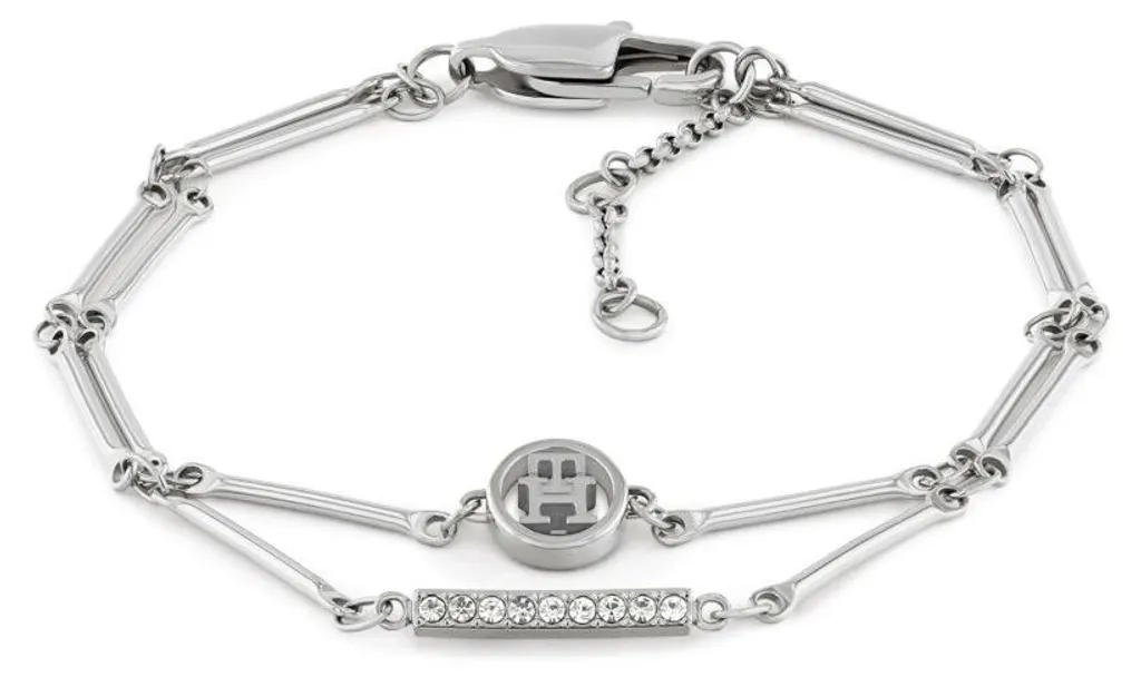 Bracelet double rangée en cristaux fins, bijou fantaisie moderne
