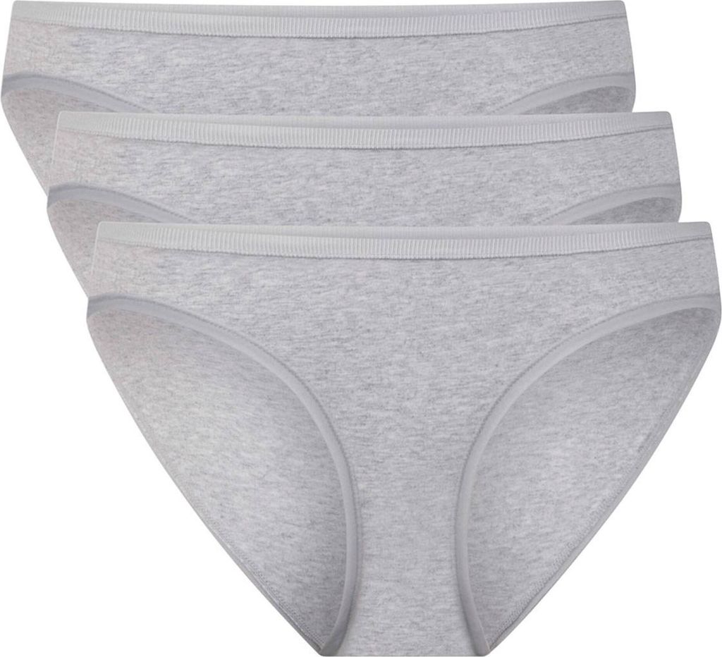 Bamboo basics Damen Slips, 3er Pack - JULIA Taillenslip, atmungsaktiv, Jersey Grau XL