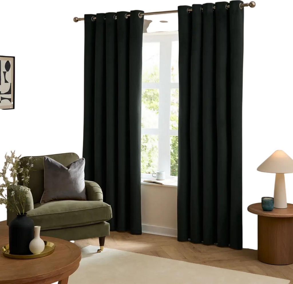 Furn - "Ultimate" Verdunkelungsvorhänge, Samt RV3695 (229 cm x 137 cm) (Schwarz)