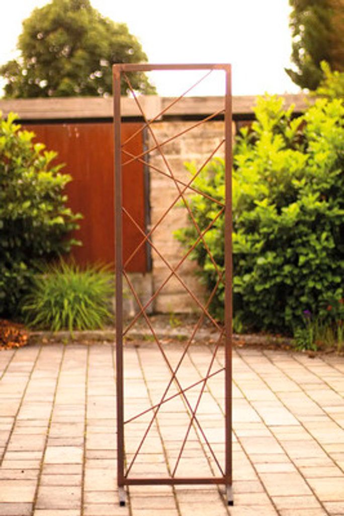 Rankhilfe Abstrakt aus Metall mit Rostpatina Rankgitter modern Pflanzengitter Gr.II: H: 180 cm, B: 49 cm
