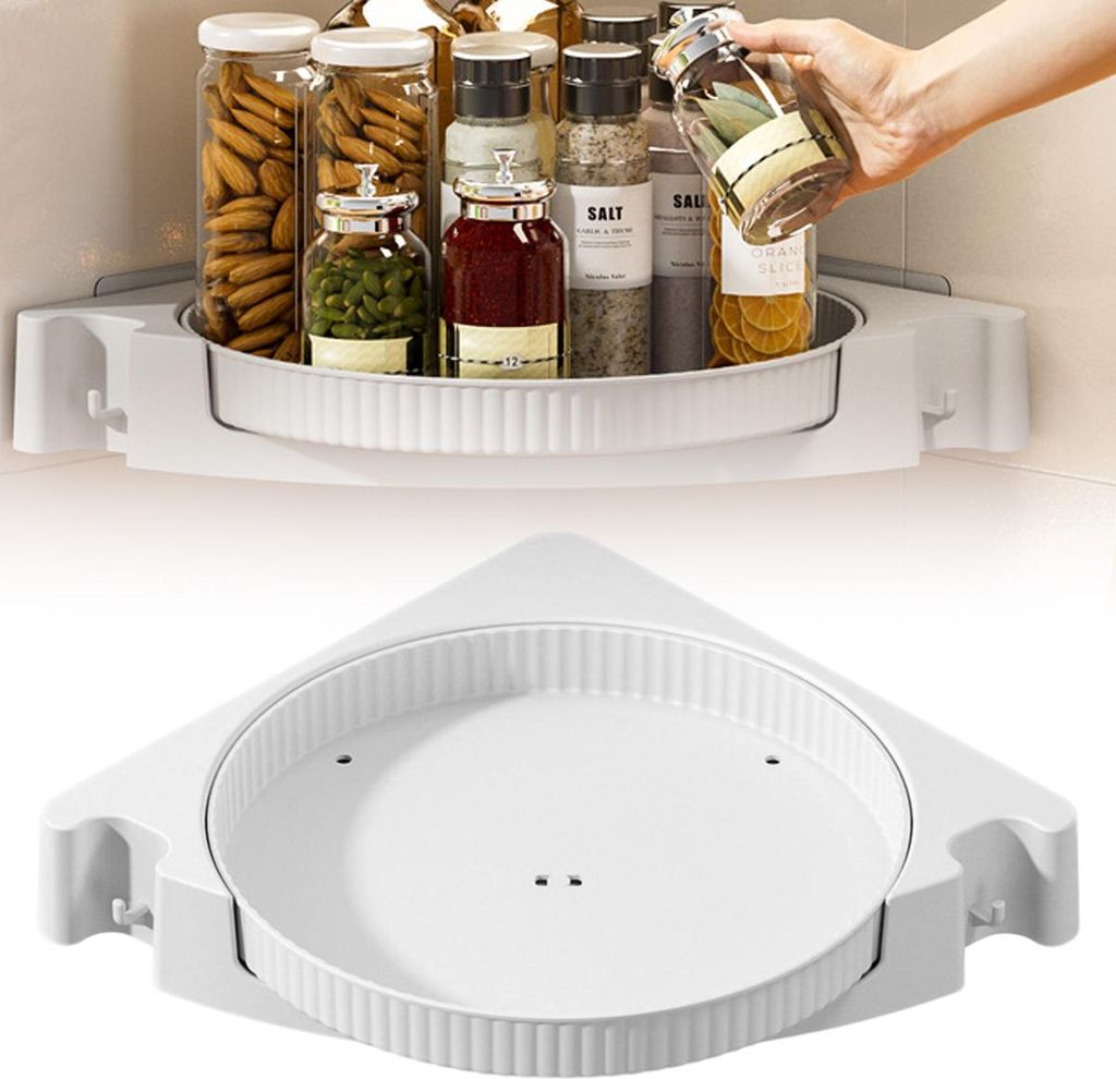 Eck-Duschablage, Dusch-Organizer, 360° drehbares Eck-Duschregal mit Handtuchhalter, ohne Bohren an der Wand montierte Regale für Badezimmer, Wohn...