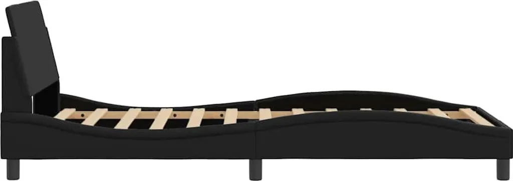 Lit Simple 100x203 cm Dover Noir - Structure de Lit en Simili Cuir