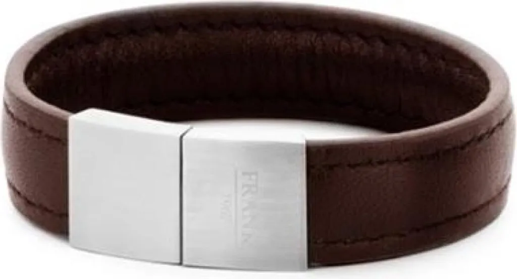 Bracelet FRANK 1967 Mod. 7FB-0237 en cuir tressé et acier brossé noir