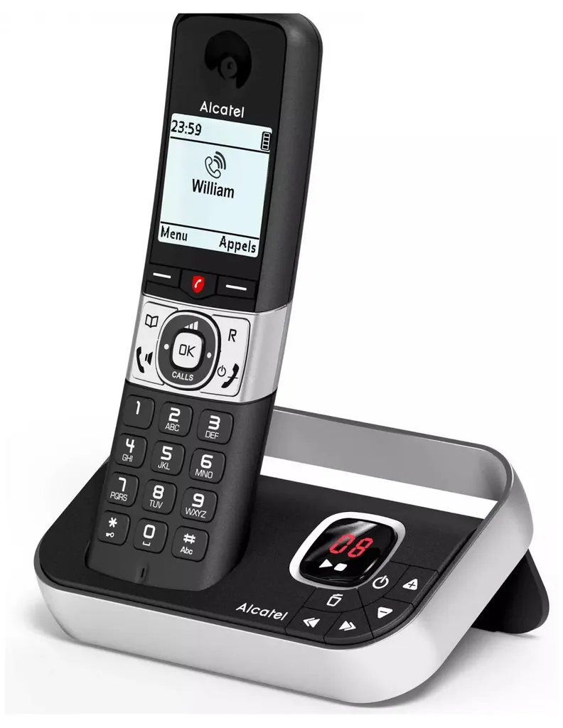 Téléphone Fixe Maison Alcatel Noir : Répertoire 200 Noms et Mains-Libres
