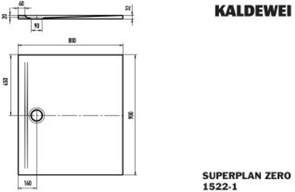 Kaldewei 352200012665 DW SUPERPLAN ZERO Mod.1522-1, 800 x