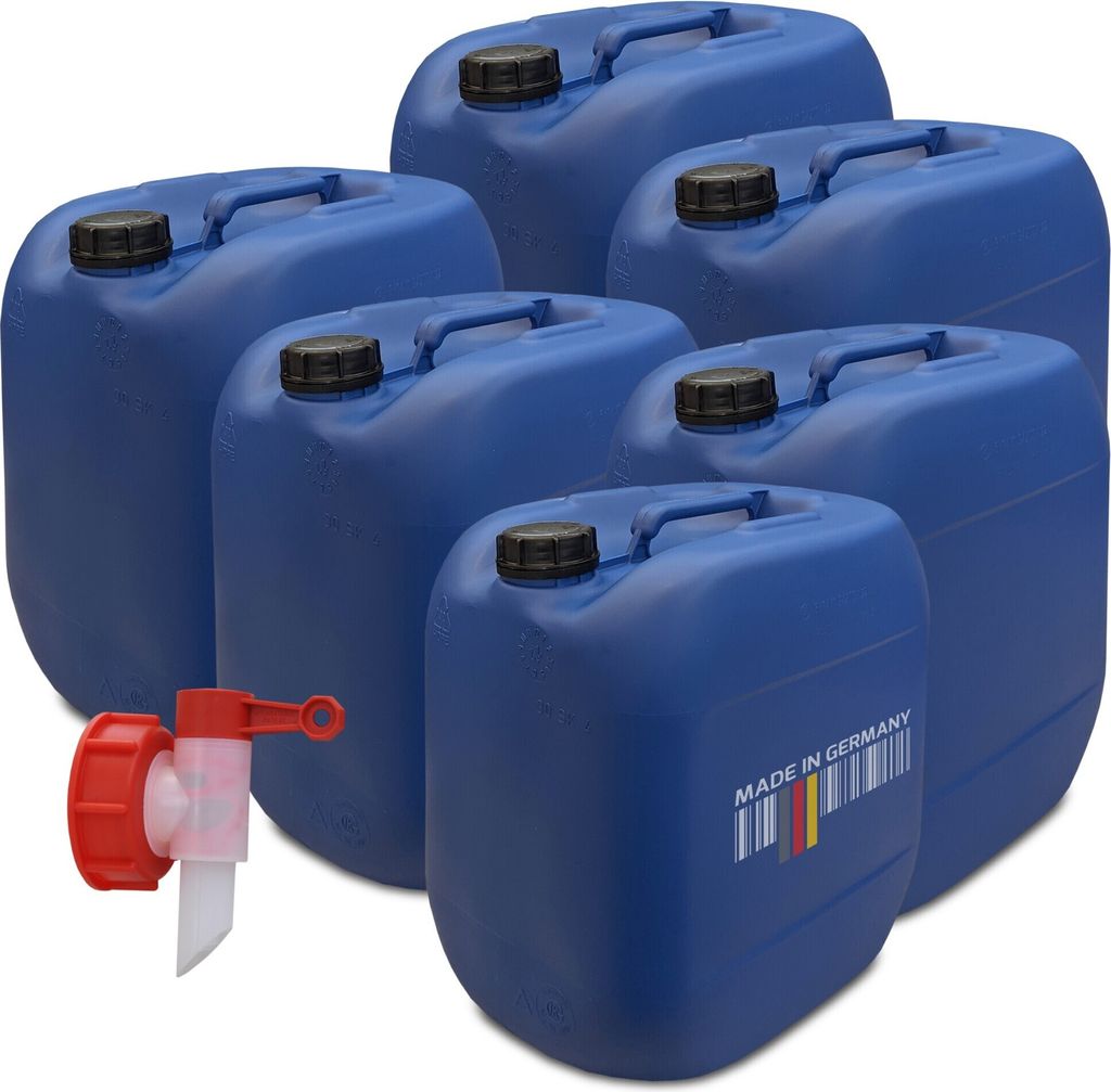 plasteo® Set 6 x 30 Liter Wasserkanister blau mit 1x Produktbild 