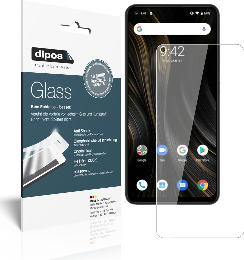 1x Schutzfolie für Umidigi Power 3 - Anti-Shock 9H Folie dipos Glass Kunststoffglas