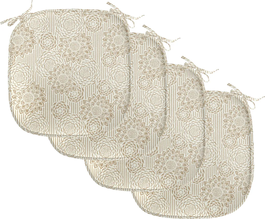 Set 4 Cuscini Sedie Cucina 40x40 Impermeabili Paisley Crema Tan ABAKUHAUS