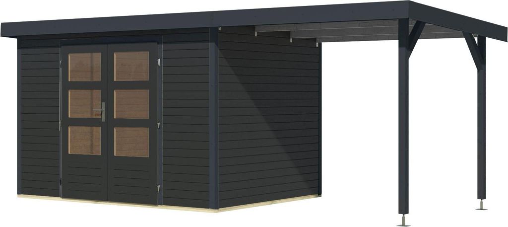 Karibu Gartenhaus Hollywood XXL im Set mit Anbaudach ca. 2,35 m breit