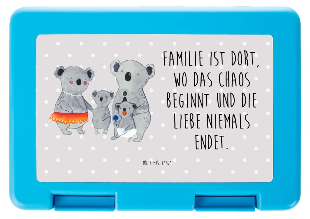 Mr. & Mrs. Panda Bento Box Koala Familie - Grau Pastell - Geschenk, Koalas, Vesperbox, Butterbrotdose, Lunchbox, Mama, Kinder, Papa, Vorratsbehält...
