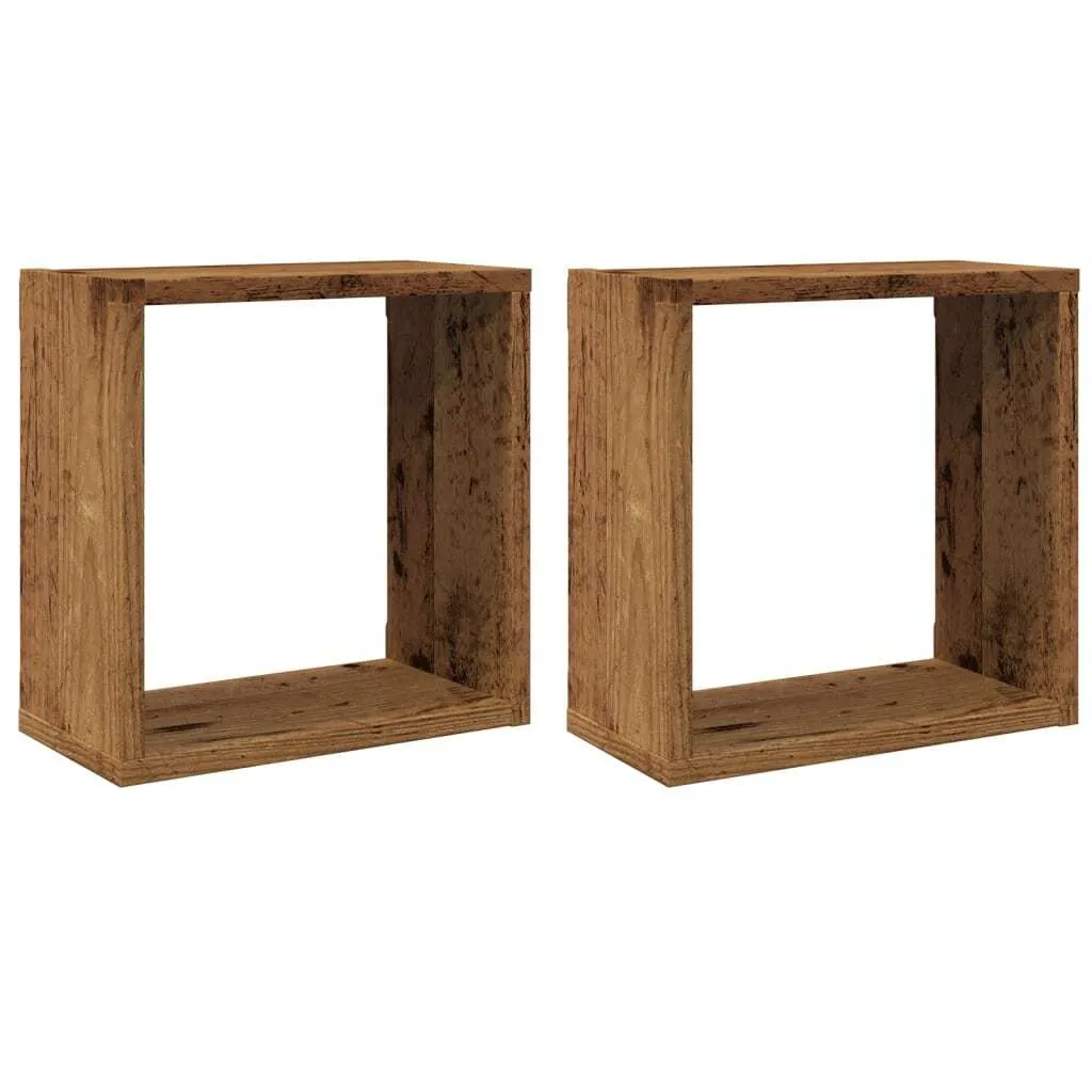 SYFAX™ Mensole Parete a Cubo 2 pz Legno Vecchio 30x15x30 cm Truciolato