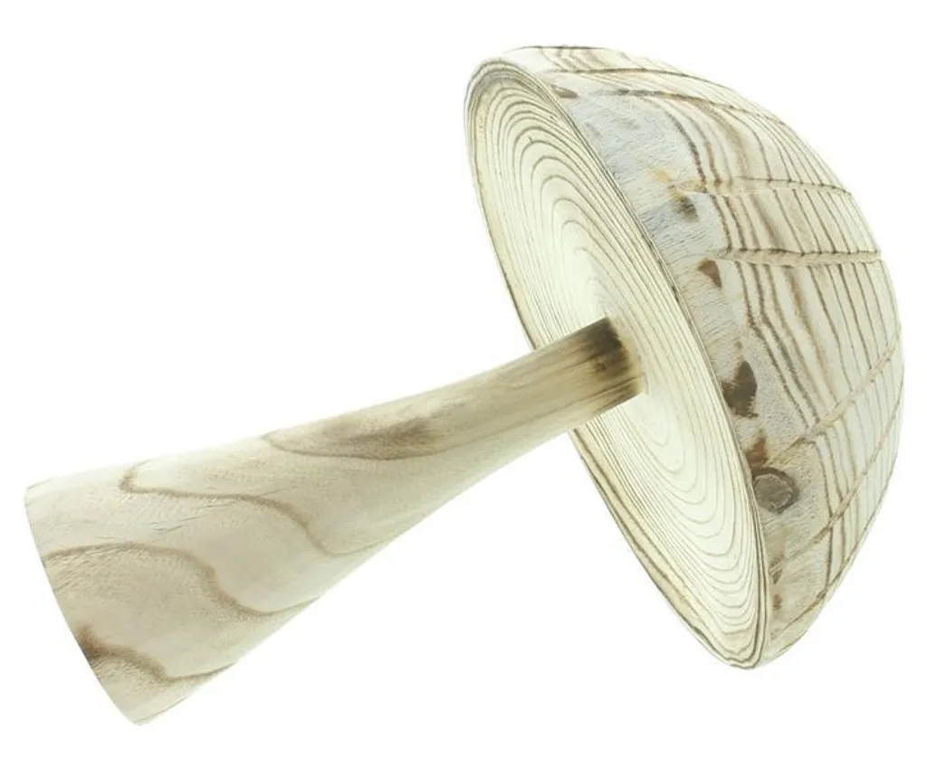 Champignon en bois géant 35 cm style Parasol - Déco bois naturel d'automne
