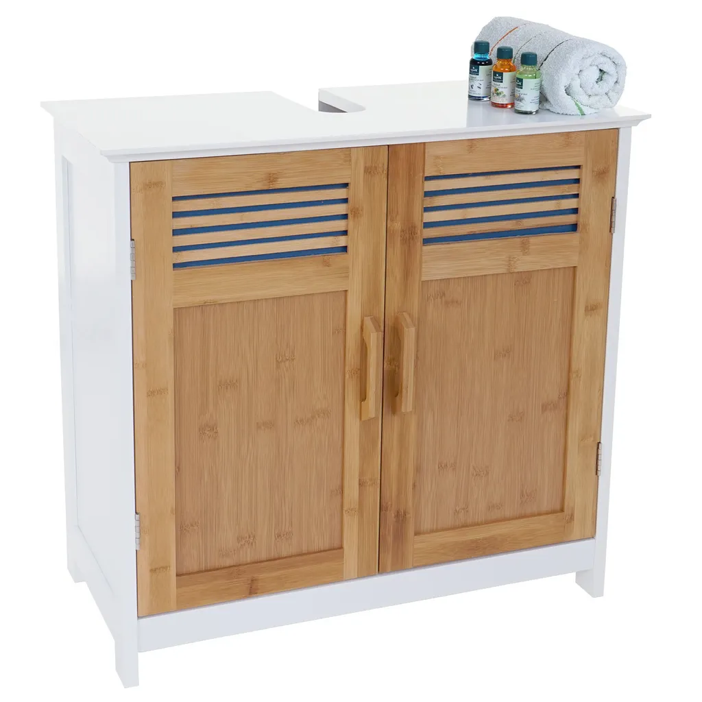 Cacher les tuyaux de salle de bain avec ce meuble sous-lavabo en bambou 60cm