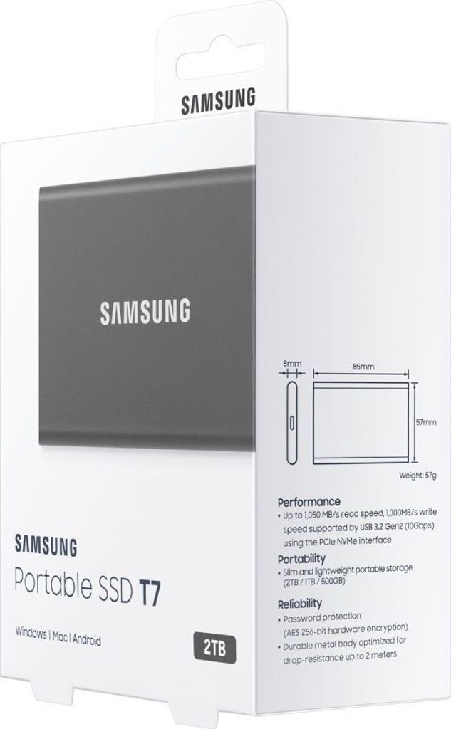 Samsung portable SSD T7    2TB USB 3.2 Gen 2 (USB-C) Produktbild 12