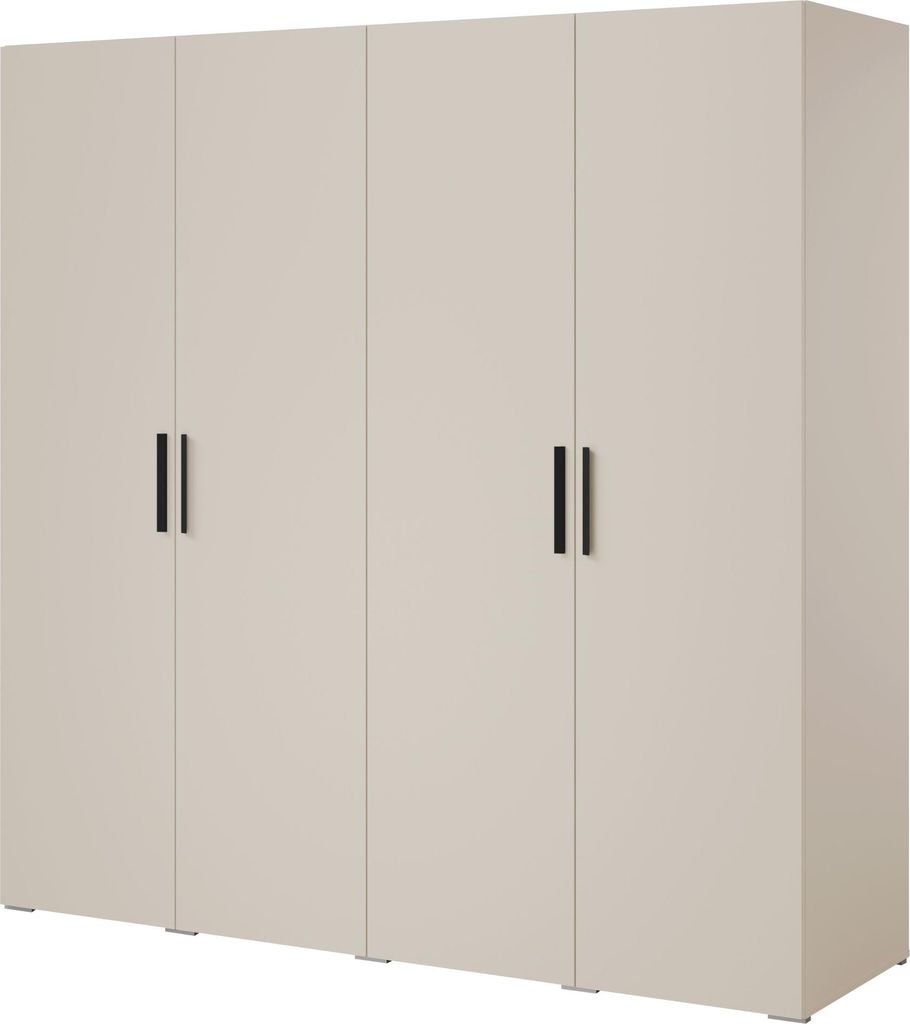 Drehtürenschrank Napoli 4D 200 Kaschmir (schwarzer oder goldener Griff)