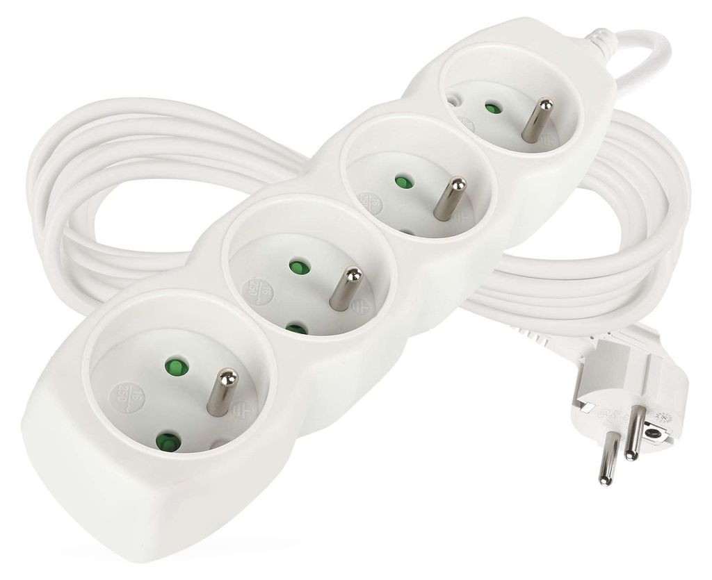 Prodlužovací kabel 5 m / 4 zásuvky / bílý / PVC / 1 mm2