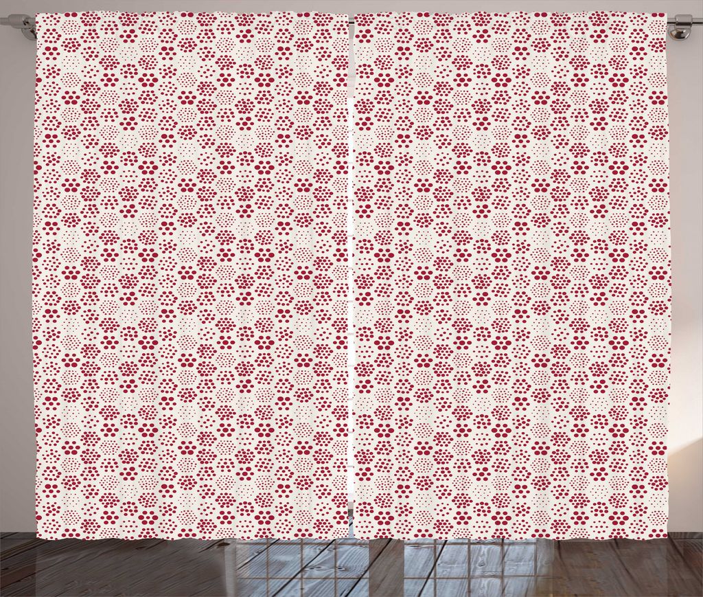 ABAKUHAUS verrückte Kunst Rustikaler Gardine, Gepunktete Hexagon Shapes, Schlafzimmer Kräuselband Vorhang mit Schlaufen und Haken, 280 x 175 cm, ...