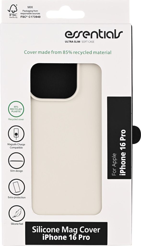 iPhone 16 Pro Silikon Mag Backcover, recycelt, weiß