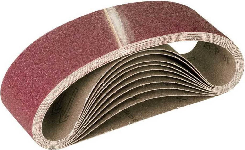 MioTools Fox Schleifbänder, 457 x 75 mm, f. Handbandschleifer, Normalkorund (10 Stk.) K80