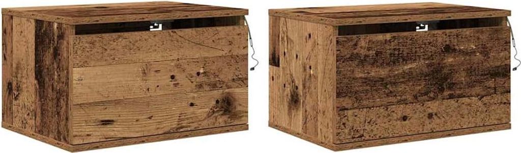 Wandmontiertes Nachttischchen 2 pcs Altholz Holzwerkstoff