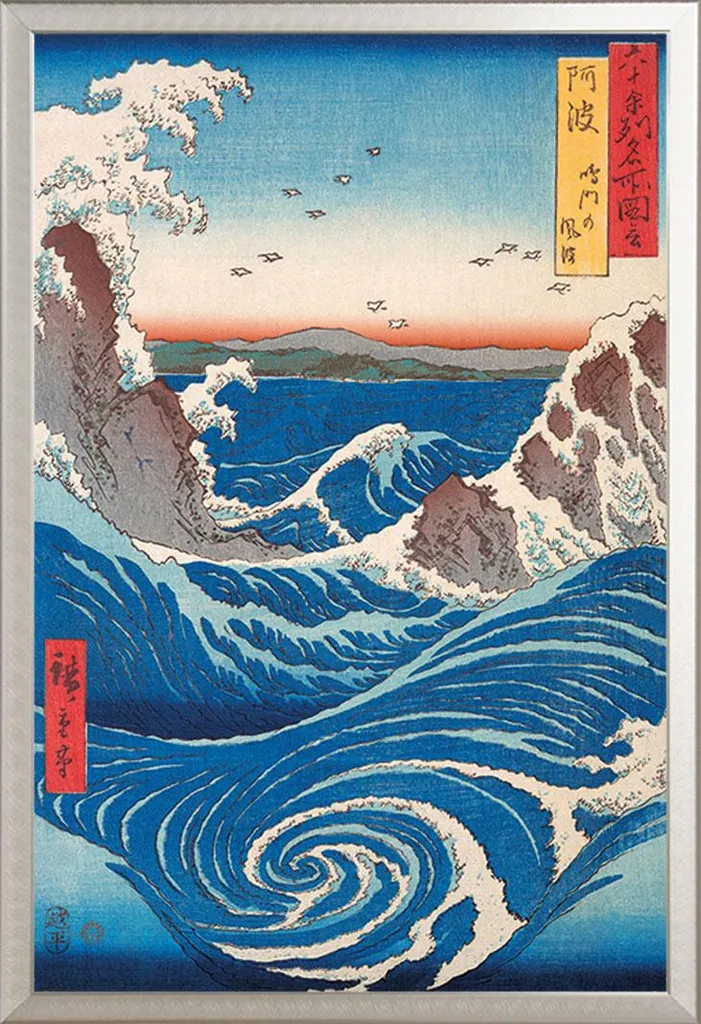 Décoration Murale Naruto Whirlpool Poster Encadré Argent pour Salon Geek