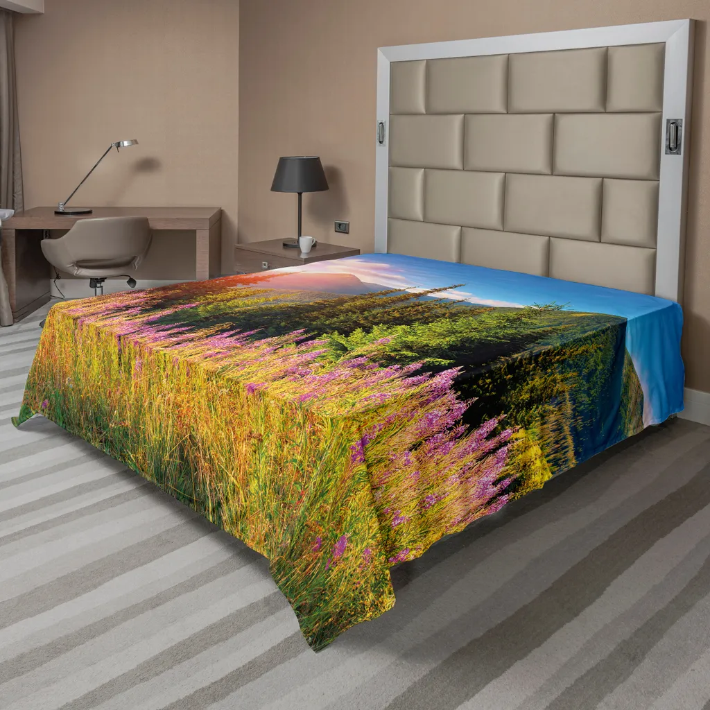 Drap de lit pour décoration de chambre ambiance nature et montagne
