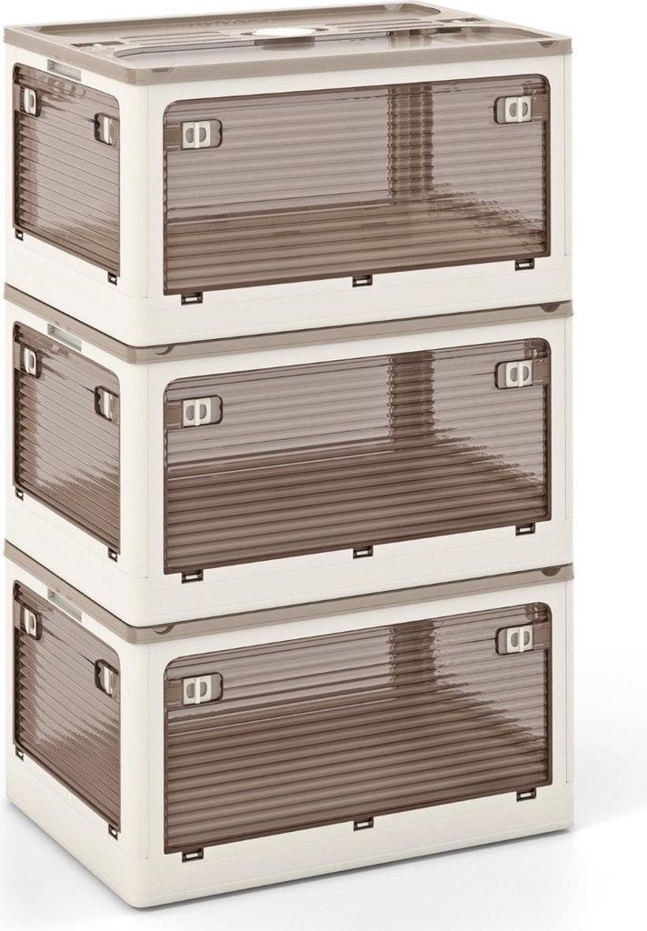 3er Set Aufbewahrungsboxen mit Deckel auf Rollen Klappbare Produktbild 