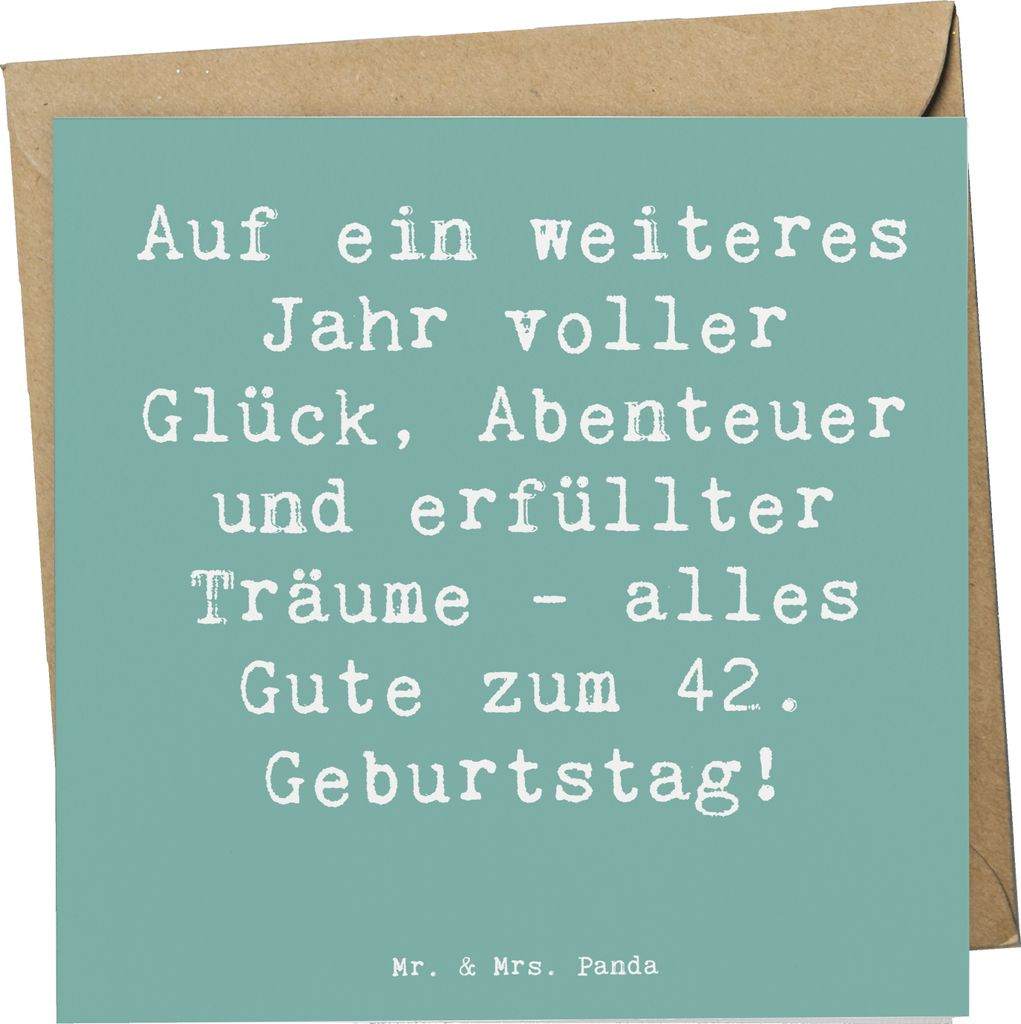Mr. & Mrs. Panda Klappkarte Spruch 42. Geburtstag - Meeresbrise - Geschenk, Happy Birthday, Glückwunschkarte, doppelkarte, anlasskarte, faltkarte,...