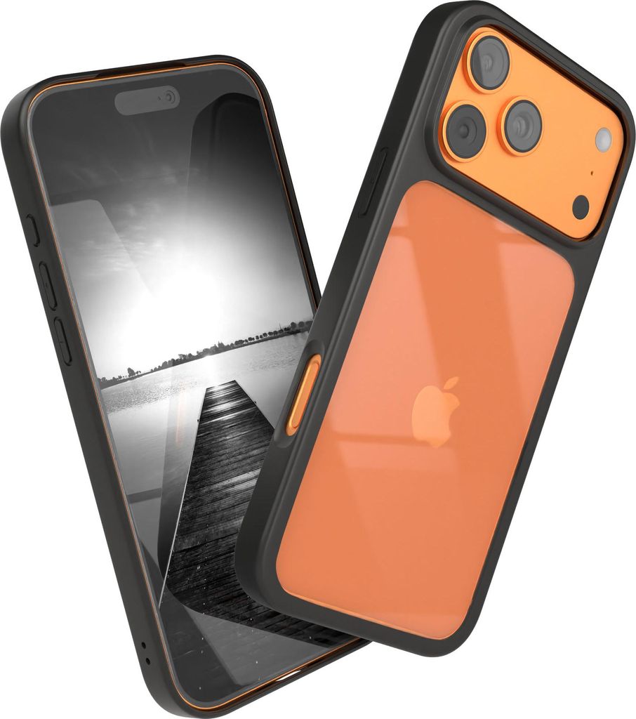 EAZY CASE Clear Hybrid Bumper Hülle für Apple iPhone 17 Pro Max, Handyhülle stoßfest mit Kameraschutz, Handycase dünn in Schwarz