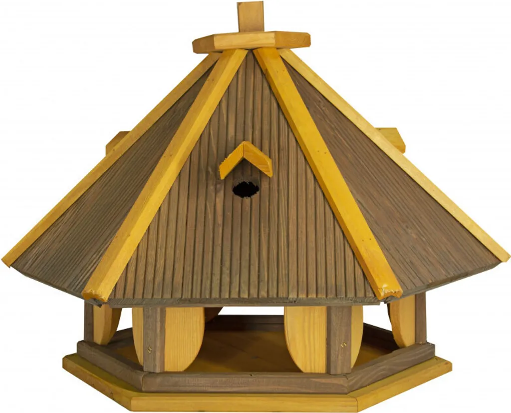Mangeoire oiseaux sur pied en bois naturel RUDZIK II 4iQ grand format