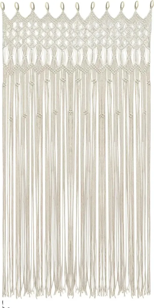Rideau en macramé blanc style bohème avec tissage coton fait main 90x200