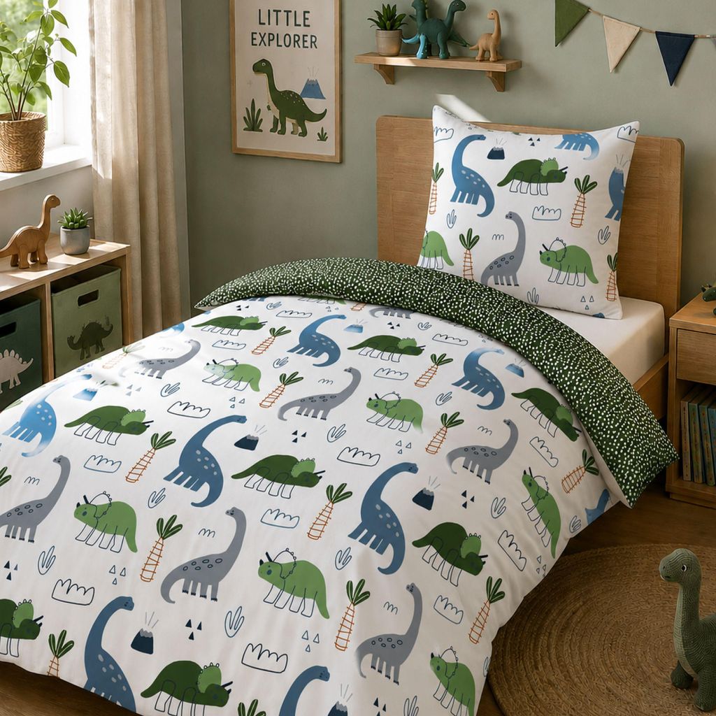 Dinosaurier Bettwäsche 135x200 80x80 cm 2-teiliges Set Produktbild 