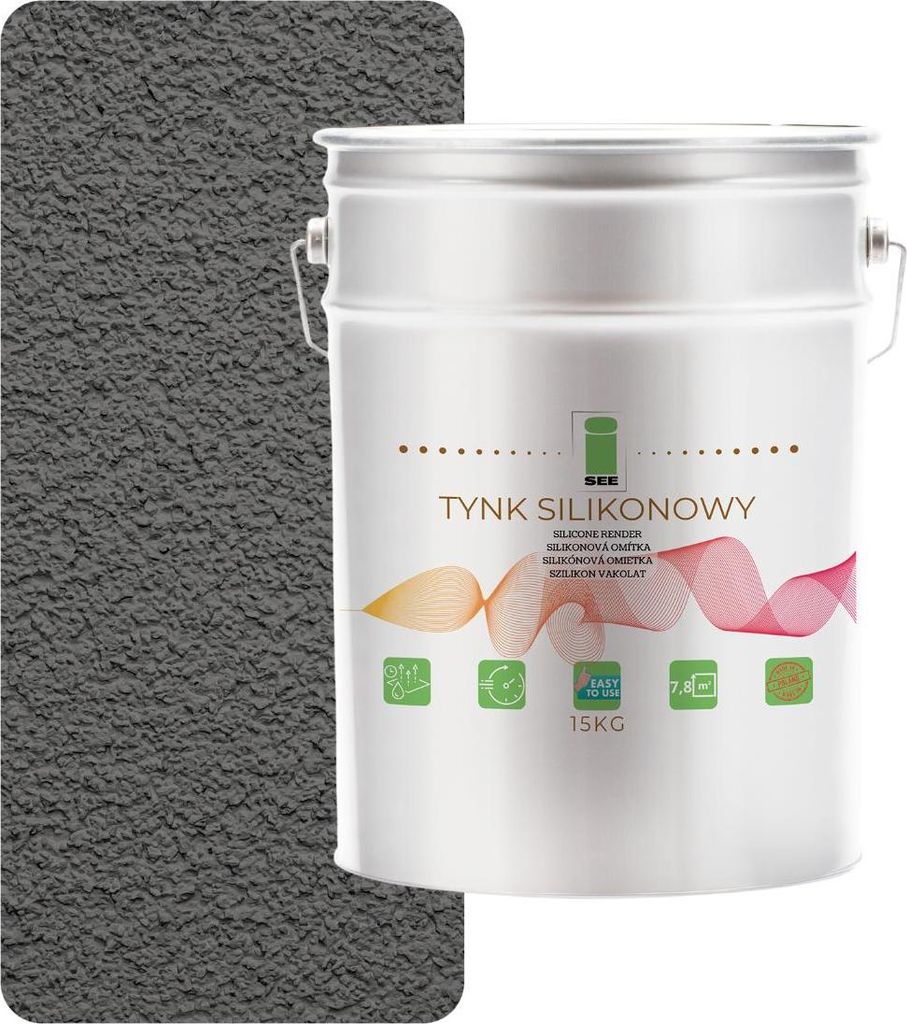 Silikonputz für Außenfassaden, geräuchert grau, 1,5 mm, Premium 15 kg