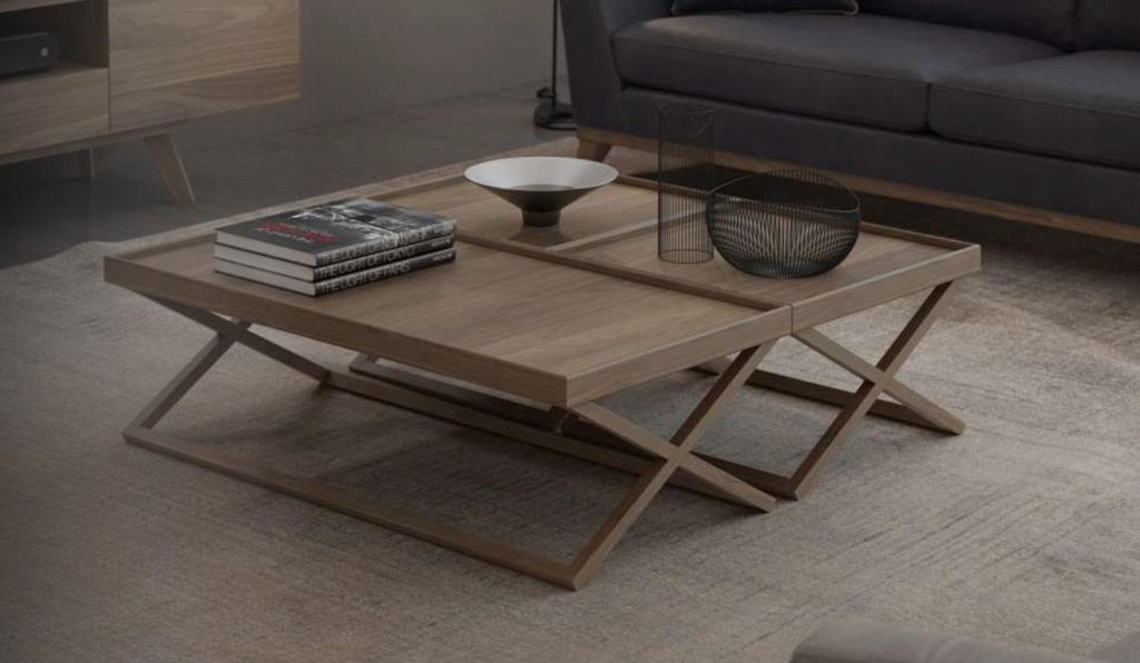Klappbarer Luxus Brauner Couchtisch Holztisch Wohnzimmer Möbel Stil Tisch
