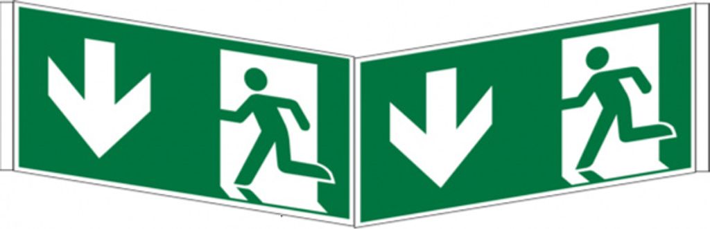Dreifke Rettungszeichen, Notausgang Winkel-/Nasenschild | Alu glatt, langnac...