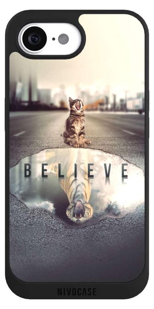 NIVOCASE Handyhülle für Apple iPhone 16e Hülle NIVOpure Case Schwarz Motivation Tiere Tiger