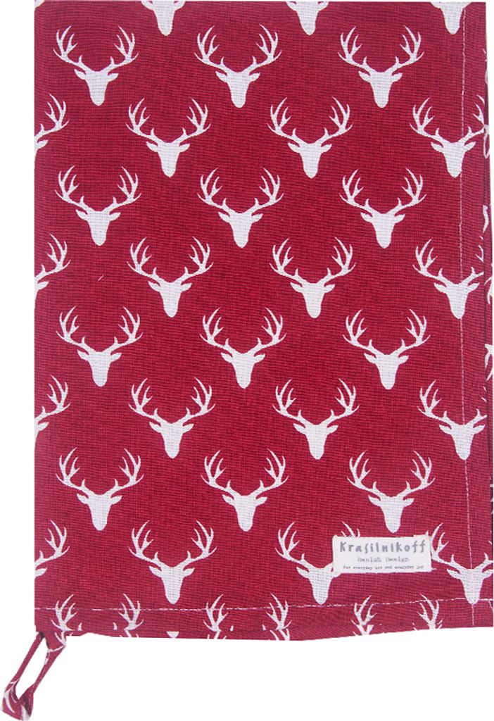 Krasilnikoff - Geschirrtuch KW14527 Antlers / Geweihe, Red