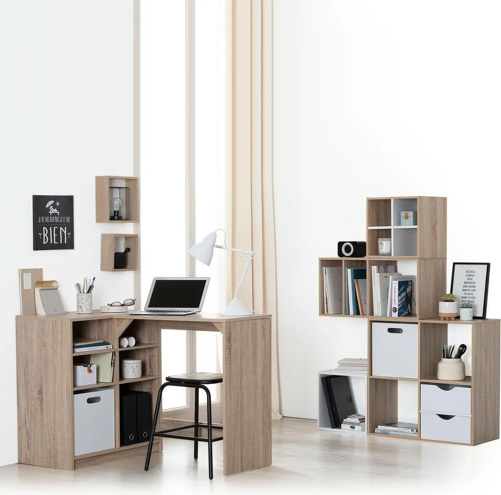 Étagère bois 4 compartiments Mix n Modul 5 Five Simply Smart effet chêne